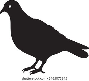 Pigeon Silhouette Vector Illustration White Background
