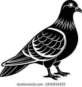 Pigeon silhouette vector: A minimalist depiction capturing the graceful form of pigeons in flight or at rest, ideal for diverse graphic design projects