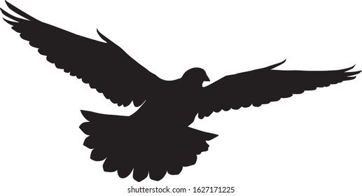 Pigeon silhouette vector on white background