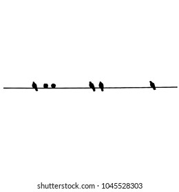Pigeon silhouettes on the wire. Vector illustration