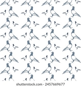Pigeon staggering trendy multicolor repeating pattern vector illustration design