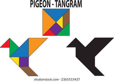 Pigeon Tangram Puzzle. Education and Creativity.