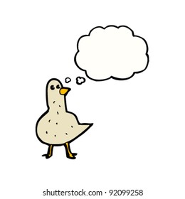 pichón con viñeta de burbuja de pensamiento