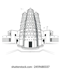 Pigeon towers at Katara Mosque, Katara Cultural Village,Doha, Qatar. Beautiful Arabian construction