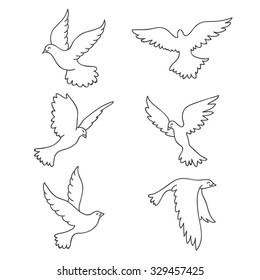 Pigeon. Vector icons, hand-drawn.