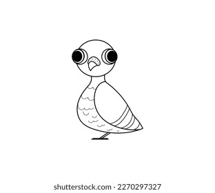 Icono de contorno aislado del vector de pichón. Icono de vector animal de pichón. Icono de pichón 