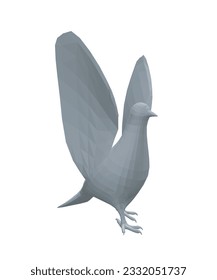 Pigeon vector polygonal character flat illustration. Dove pigeon seen in Side view - Polygonal style vector. 3D