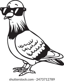 Pigeon Wearing Sunglasses Vector Illustration