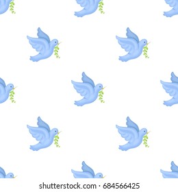 Pigeon of the World with a twig in its beak.Hippy single icon in cartoon style vector symbol stock illustration web.