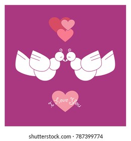 Pigeons or doves on love card vector