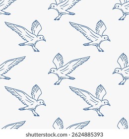 Pigeons in flight create a dynamic pattern in minimalist design on a light background