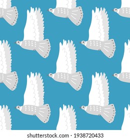 Pigeons fly.Vector bird pattern for fabric, textile, material, wallpaper, jewelry, postcards, ceramics.stickers, business cards, websites.