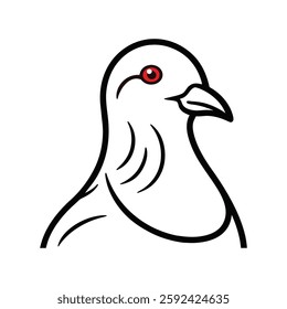 Pigeons head line art vector