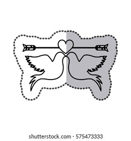 Pigeons with heart icon image, vector illustration design