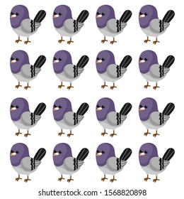 pigeons icons set. Vector illustrations.
