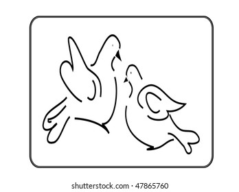 pigeons romance, vector illustration of pigeons