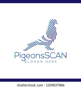 Pigeons Scan Technology Logo vector Element. Animal Technology Logo Template