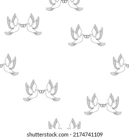 Pigeons seamless vector pattern on white background
