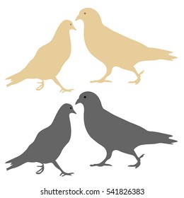 pigeons silhouette isolated