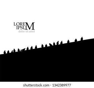 pigeons are sitting on the building. Vector