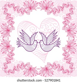 Pigeons. Vector illustration.