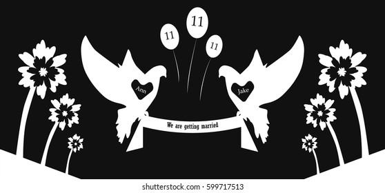 Pigeons wedding card