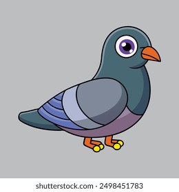 Pigeon-vector with cartoon clipart and line art design. Ideal for digital and print projects, including posters, t-shirts, and more. Perfect for creative use.