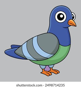 Pigeon-vector with cartoon clipart and line art design. Ideal for digital and print projects, including posters, t-shirts, and more. Perfect for creative use.