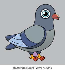 Pigeon-vector with cartoon clipart and line art design. Ideal for digital and print projects, including posters, t-shirts, and more. Perfect for creative use.