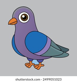 Pigeon-vector with cartoon clipart and line art design. Ideal for digital and print projects, including posters, t-shirts, and more. Perfect for creative use.