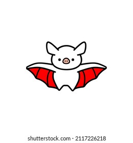 
Pig-faced bats have wings. Simple illustration.