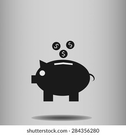 Piggi bank icon. Flat design style