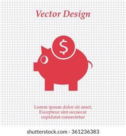 Piggi bank icon. Flat design style.