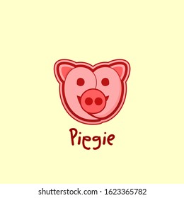 Piggie Typography with Head of Pig vector cartoon