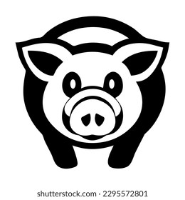 piggy animal cartoon vector illustration graphic design in black and white