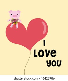 piggy balloon with love text 3