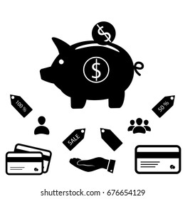 piggy banc vector icon, vector best flat icon EPS

