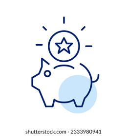 Piggy band with shiny star coin. Receiving rewards and cash back. Pixel perfect icon