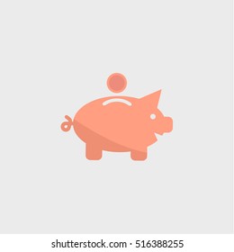 Piggy Bang Icon, Flat Design