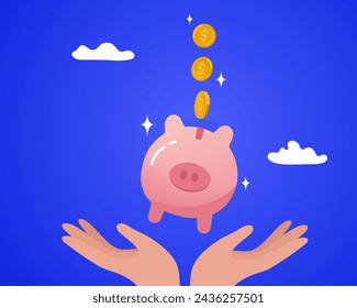 Piggy bank 2d flat vector illustration 