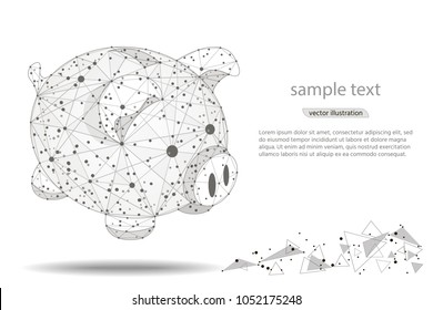 piggy bank. abstract design,isolated from low poly wireframe on white background. Vector abstract polygonal image mash line and point. Elegant dots for business presentations. Digital graphics