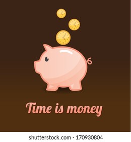 Piggy bank background, time is money