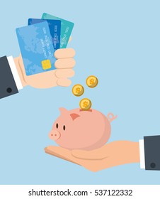 piggy bank with banking related icons image vector illustration design 