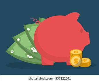 piggy bank with banking related icons image vector illustration design 