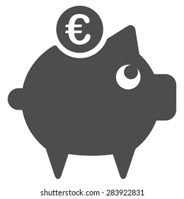 Piggy bank from BiColor Euro Banking Icon Set. Vector style: flat, gray symbol, rounded angles, white background.