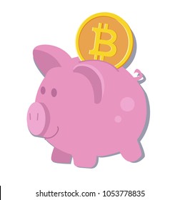 piggy bank and bitcoin