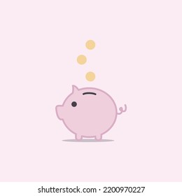 Piggy bank with bitcoin isolated on white background. Blockchain, cryptocurrency concept. Bitcoin saving or accumulation of money, investment. Vector illustration in cartoon flat style