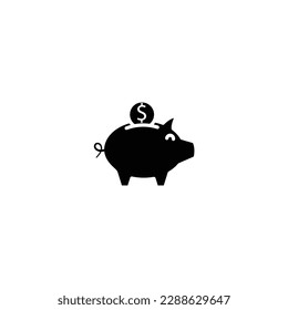 Piggy bank black fill glyph shiloutte icon