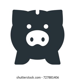 Piggy bank black icon. Flat vector cartoon illustration. Objects isolated on a white background.