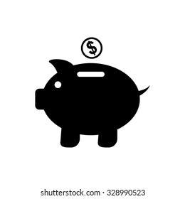 Piggy bank - black vector icon